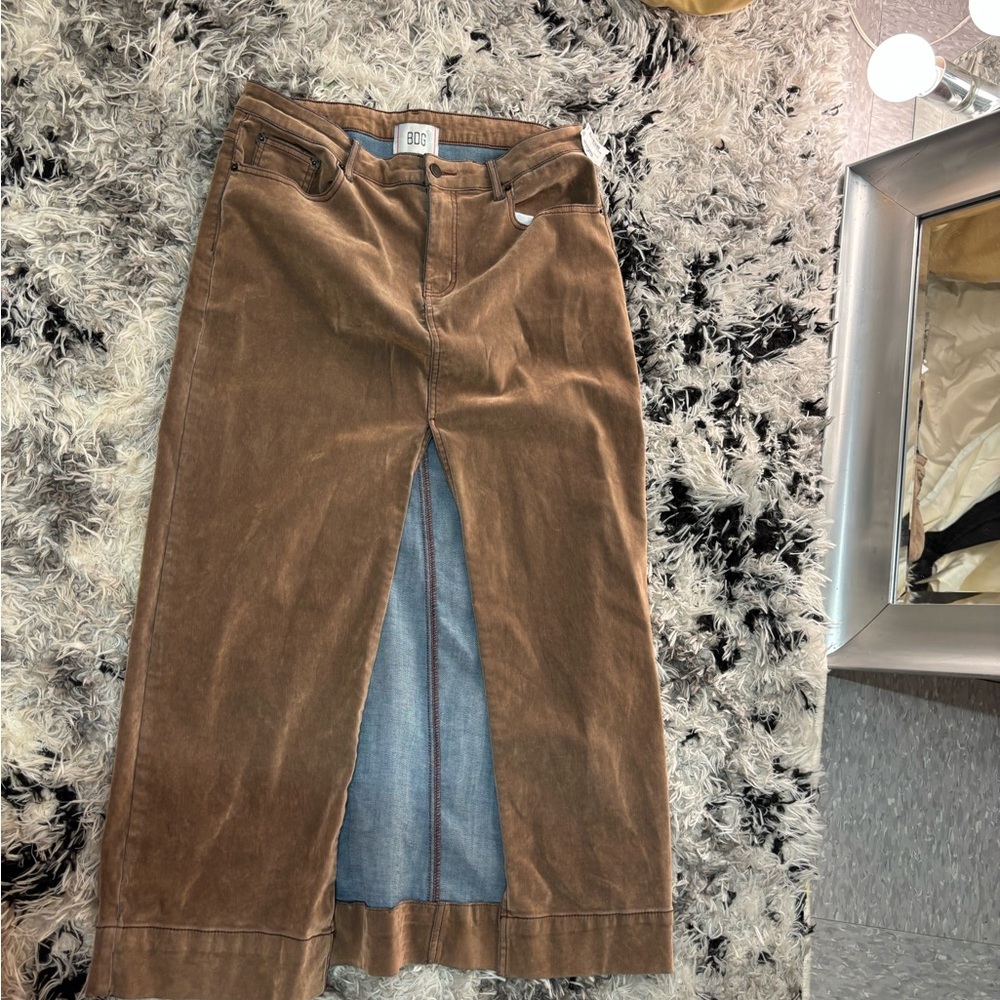 BDG Brown Denim Skirt with Front Opening